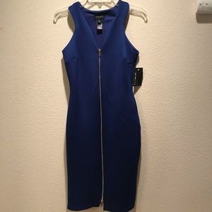 NWT Royal Blue zip front form fitting dress